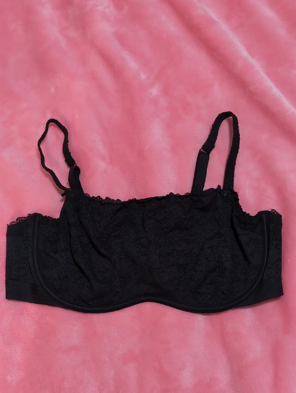 PINK Victoria's Secret Black Lace Balconette Bra